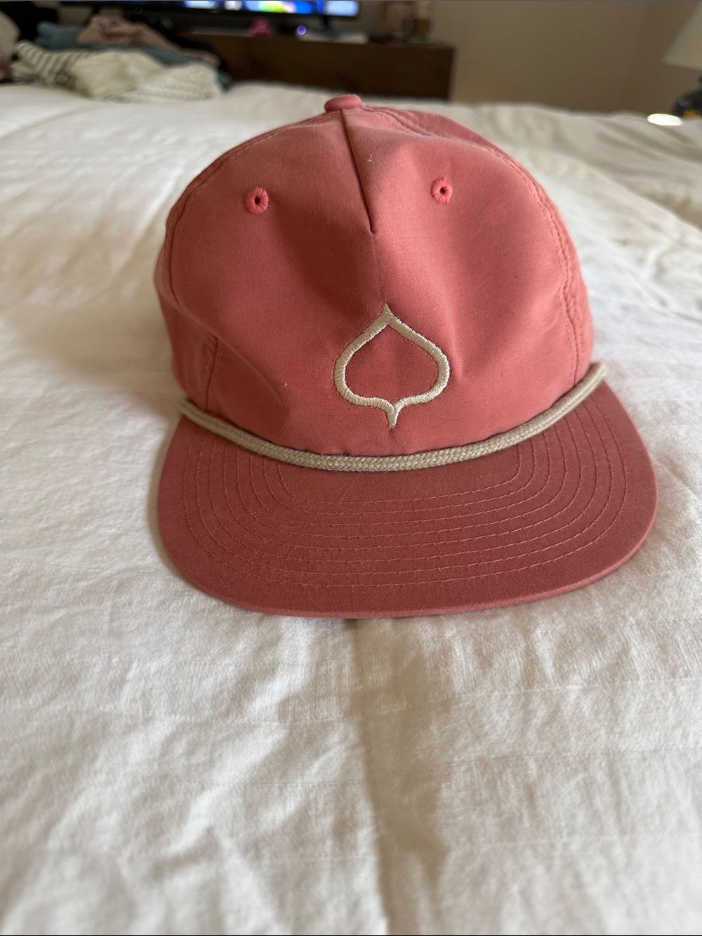 Pink Rope-Trim Flat brim hat with Aspen Logo